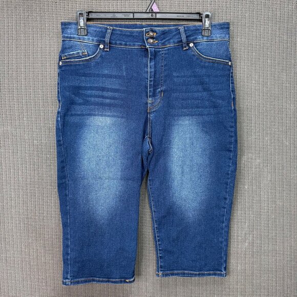 Faith Jeans Pants - Faith Jeans Womens Size 14W Blue Capri Distressed Denim Pants Keep The Faith
